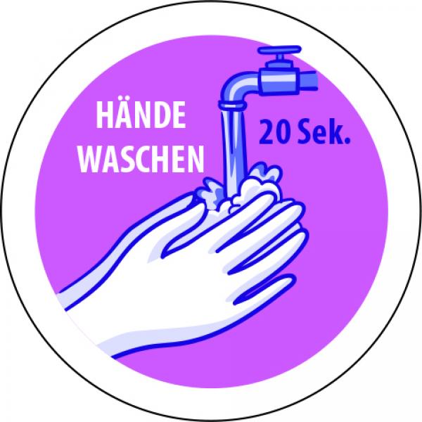 Corona Aufkleber Hände waschen